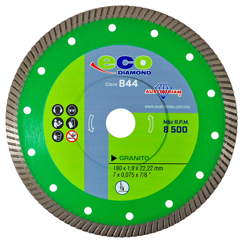 Disco Turbo Delgado de Diamante Granito 7” 844 Austromex
