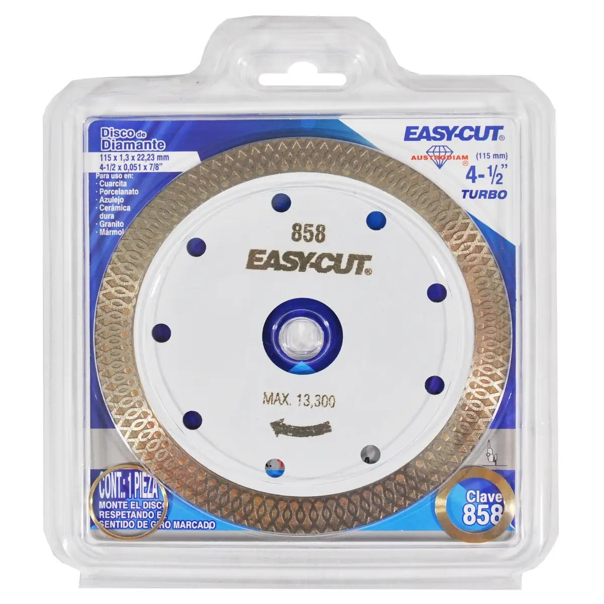 Disco de Diamante Turbo Para Corte Cuarcita 4-1/2” 858 Austromex