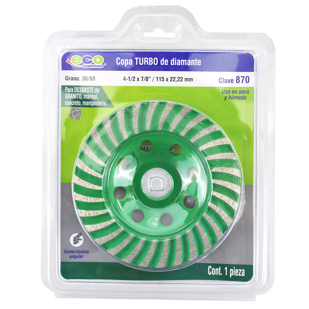 Copa de Diamante Turbo 4 1/2” 870 Austromex