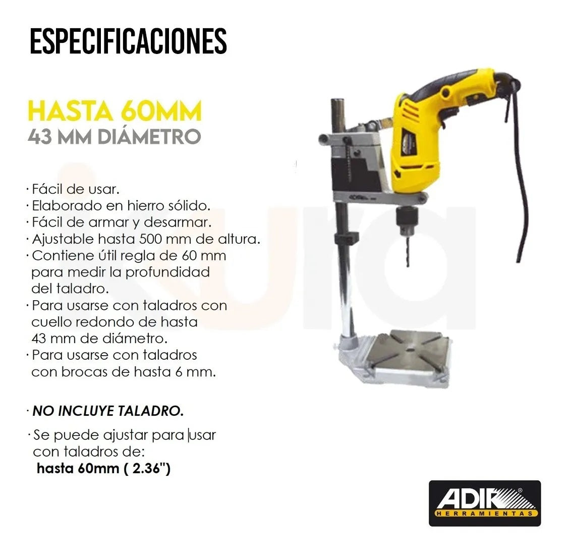 Soporte vertical para taladro de 60 mm 888 Adir