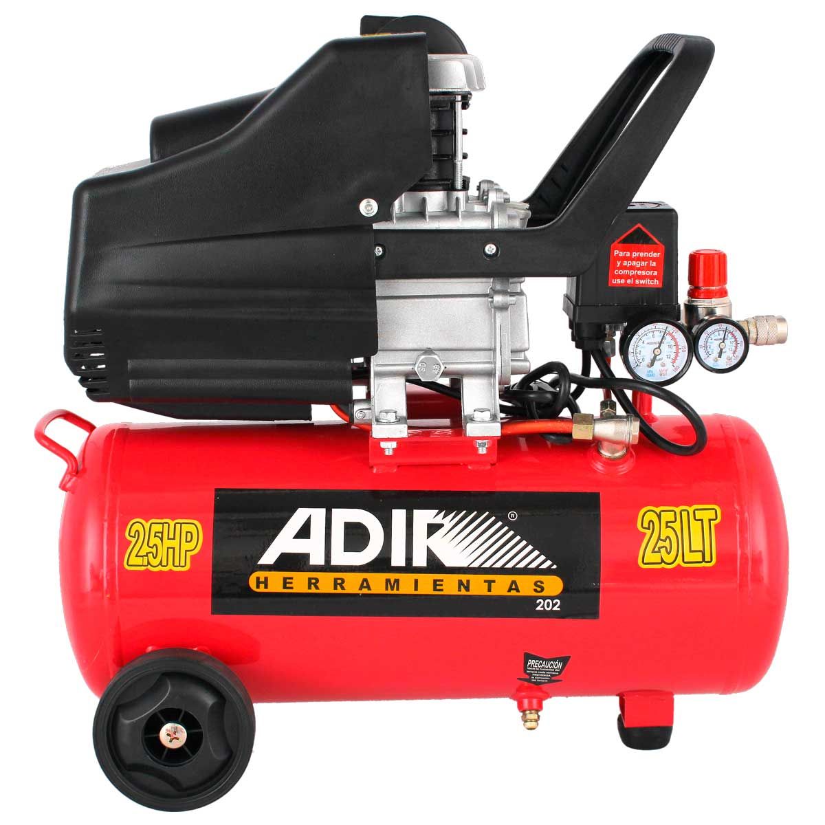 Combo Compresora Pistola y Manguera  25L 2.5HP 202 ADIR