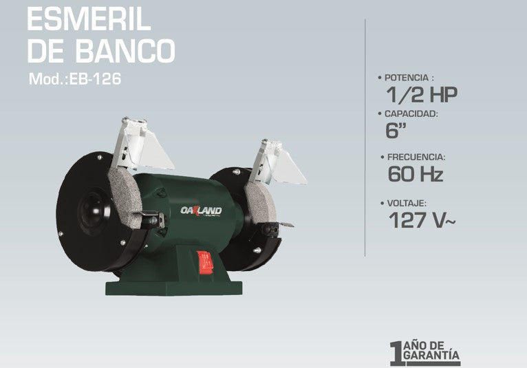 Esmeril de banco 6" 1/2 HP EB-123 OAKLAND
