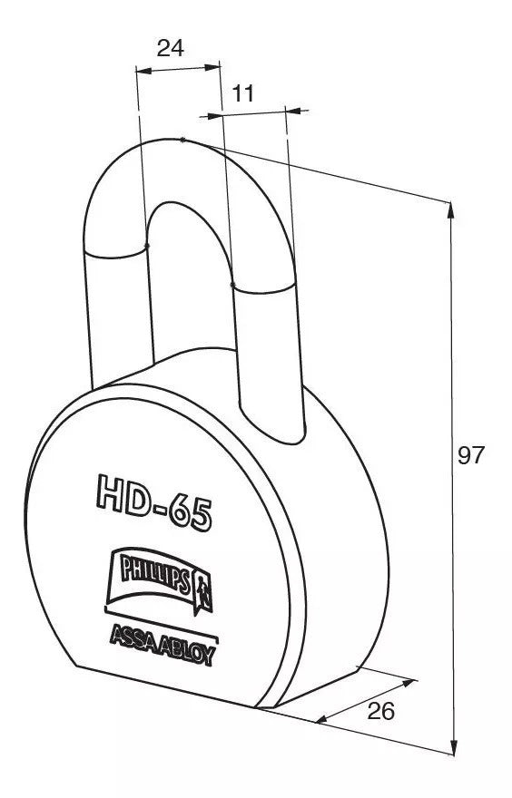 Candado Acero Cromo HD-65 MX5579 Philips