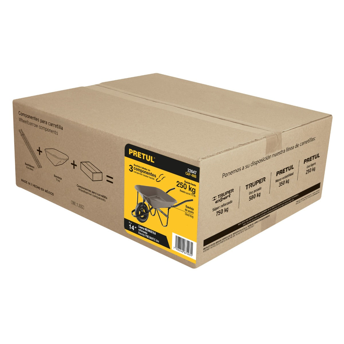 Carretilla 4.5 ft3 gris Neumática 22647 CAP-4NB Pretul