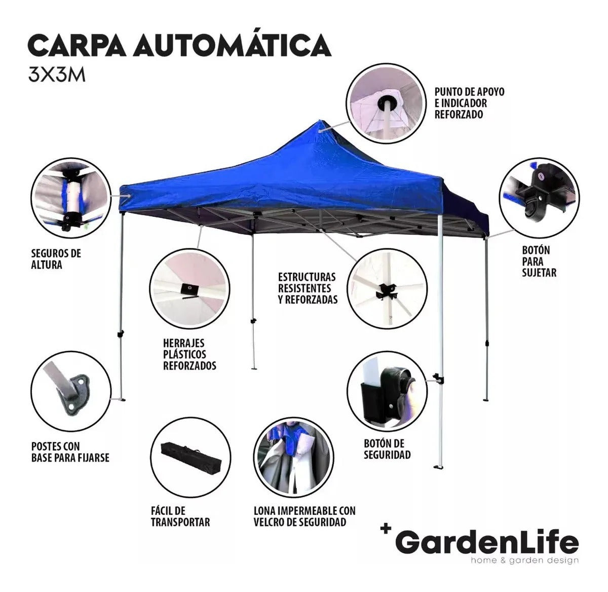 Carpa Automática 3X3M GA-PIR GardenLife