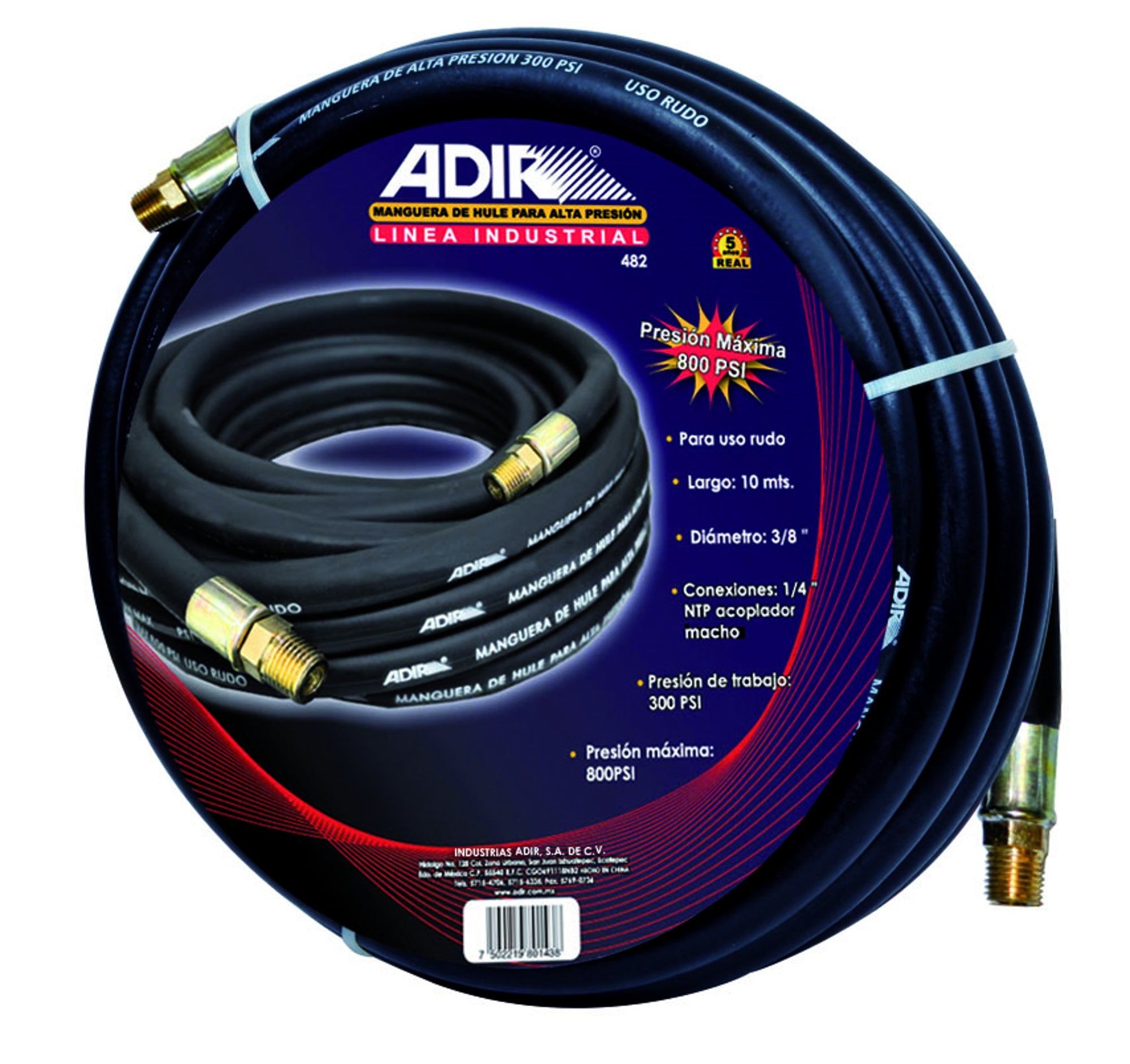 Manguera de alta presión macho 3/8 Pulg 15m AD-483 Adir