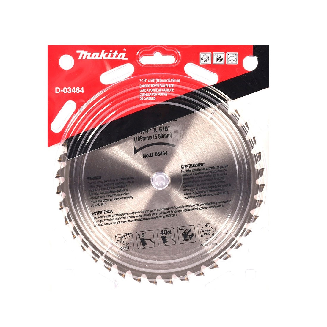 Sierra para aluminio 7-1/4 Pulg 40 dientes D-03464 Makita