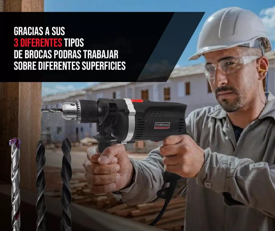 KIT TALADRO Y AMOLADORA ANGULAR CON ACCESORIOS FO1695 FOREMAN
