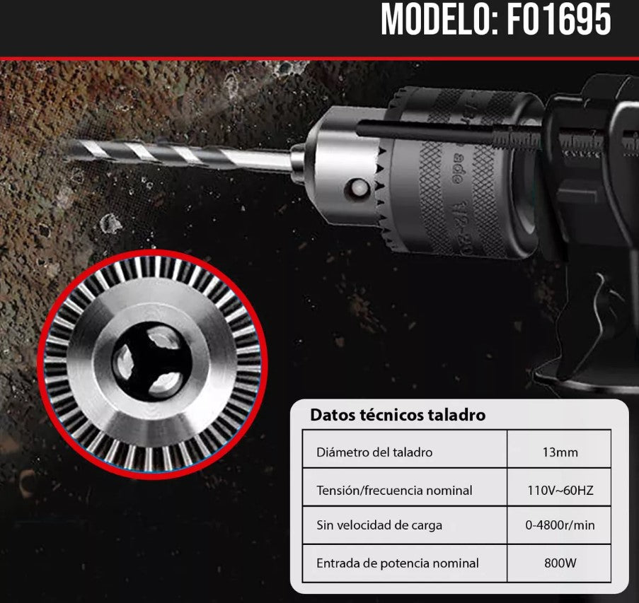 KIT TALADRO Y AMOLADORA ANGULAR CON ACCESORIOS FO1695 FOREMAN