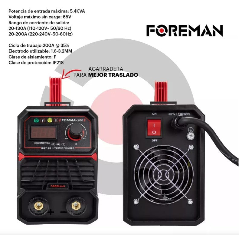 Soldadora inversora 200A FOMMA200 FOREMAN