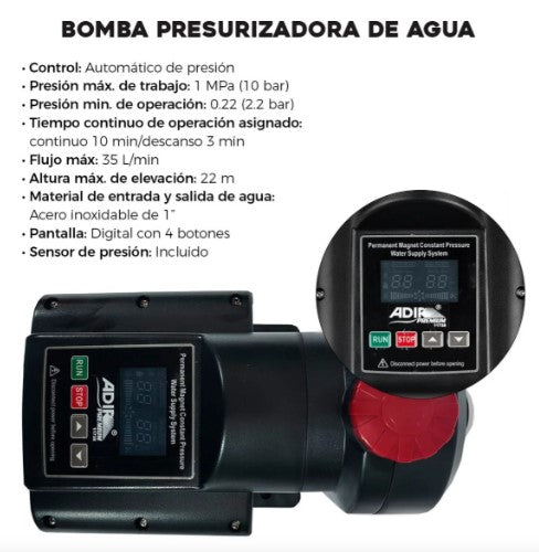 Bomba Presurizadora De Presión Constante 500W ADIR 11735