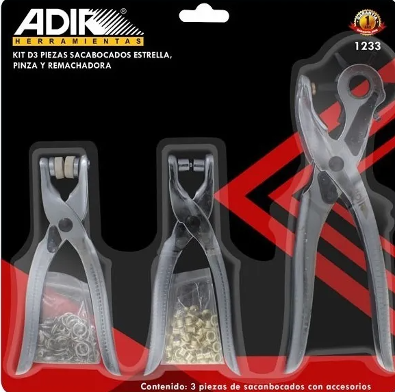 Sacabocado pinza y ojilladora 3 Pz 1233 ADIR