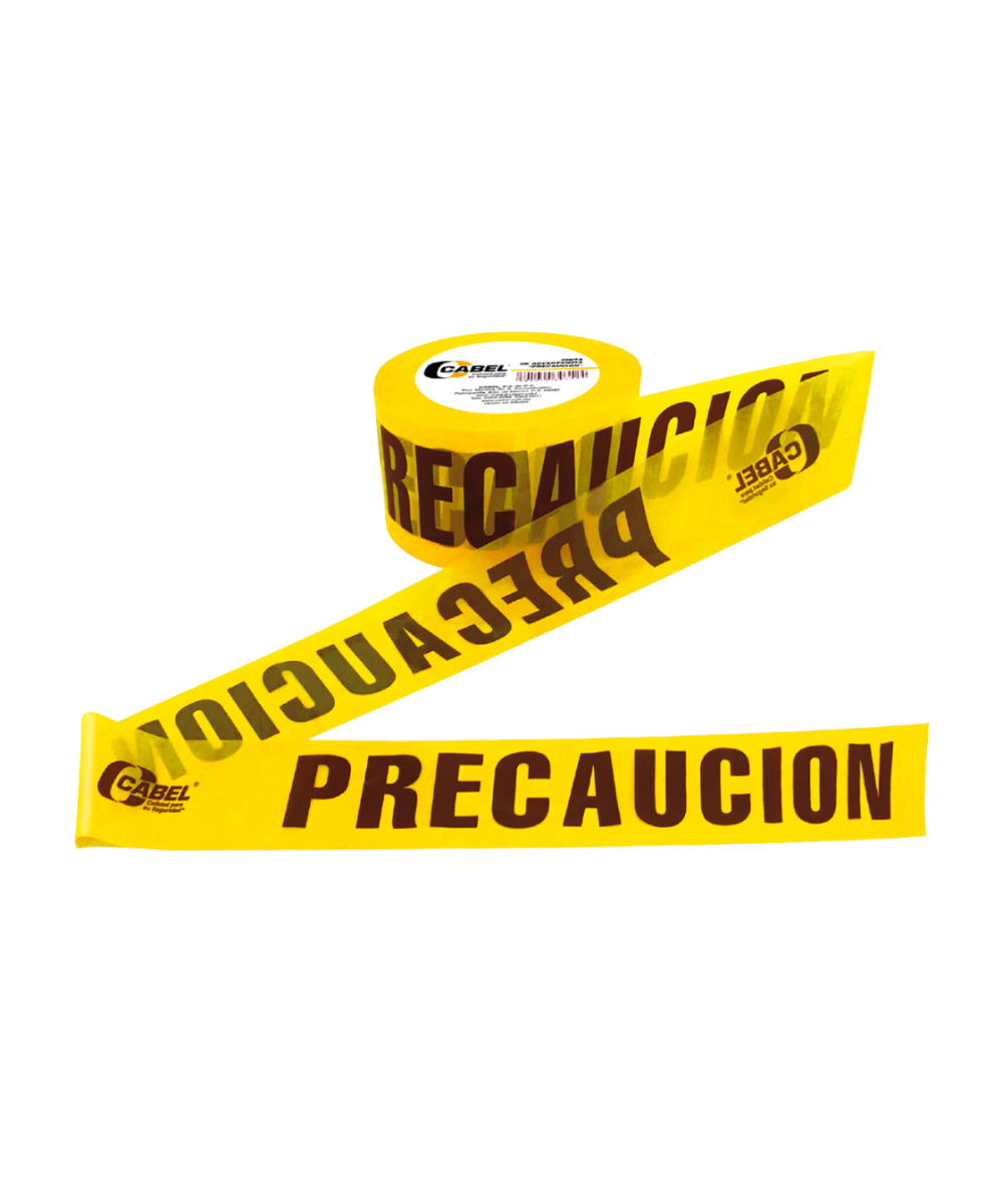 Cinta advertencia precaución amarilla 300 Mts Cabel