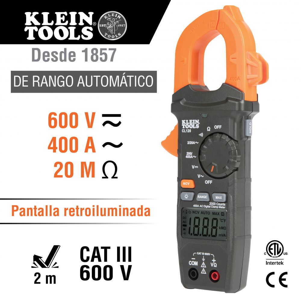 Multímetro de gancho y kit de prueba eléctrica CL120VP Klein Tools