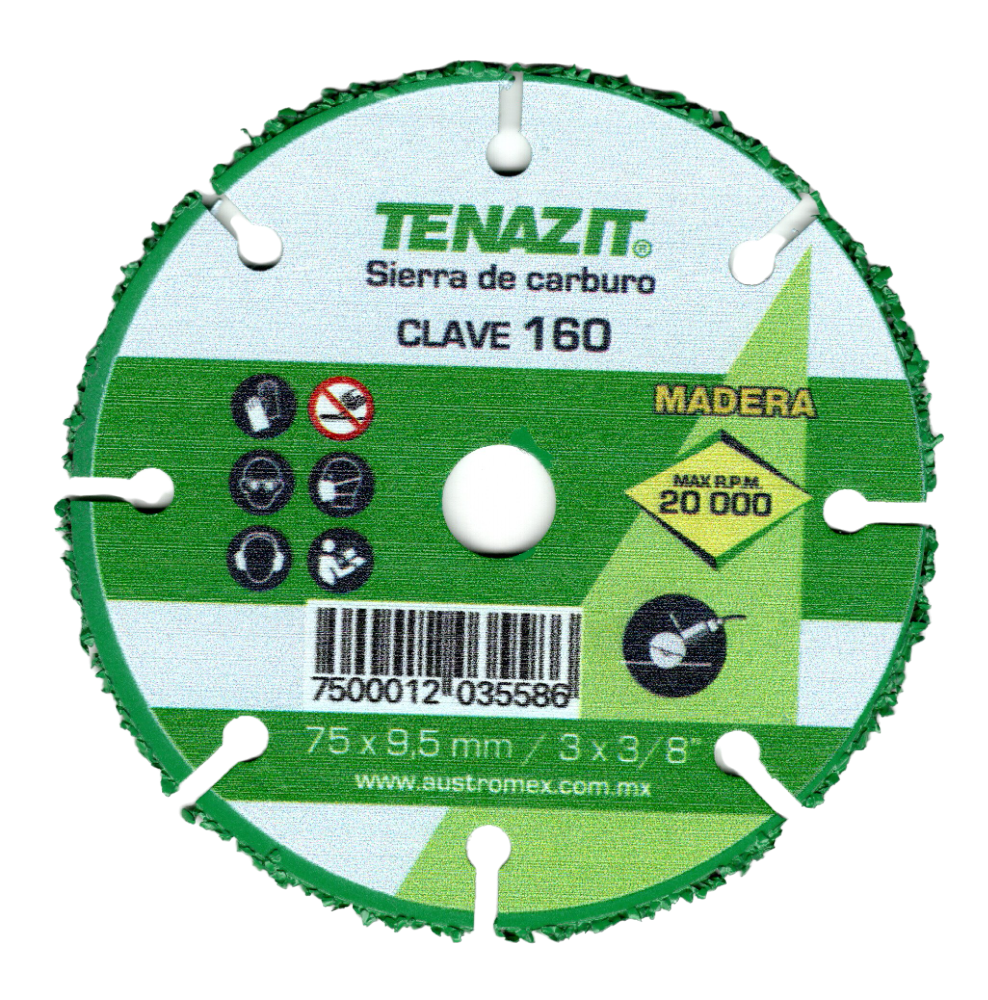 Sierra de Carburo para Taladró  75x9,5 mm/3x3/8" 160 Tenazit