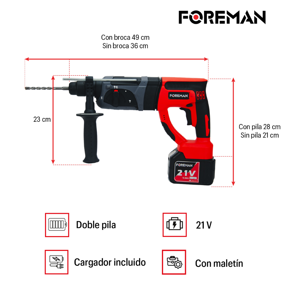 Rotomartillo inalámbrico 21V FO24AVT FOREMAN