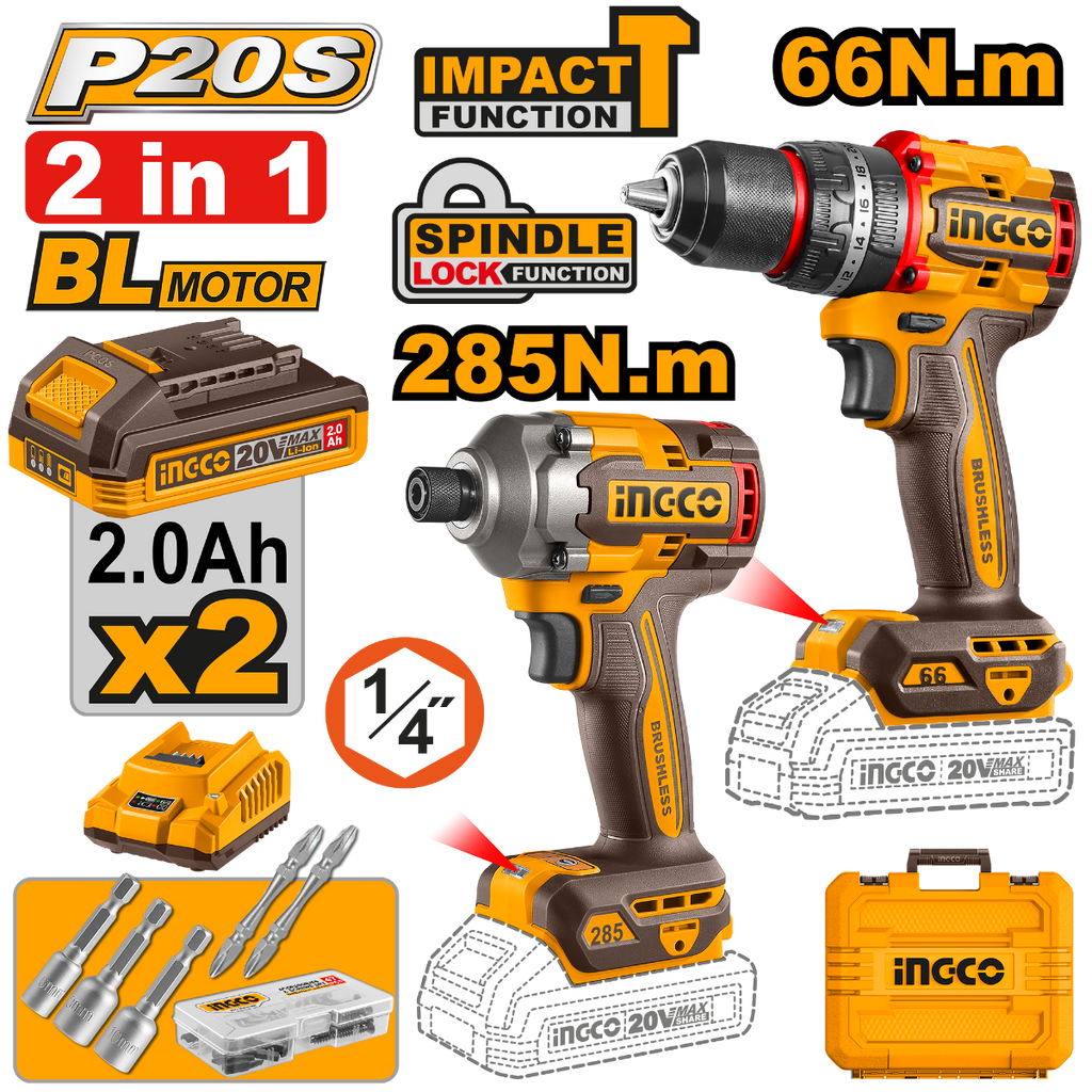 Combo Rotomartillo + Atornillador 20V UCKLI20277 Ingco
