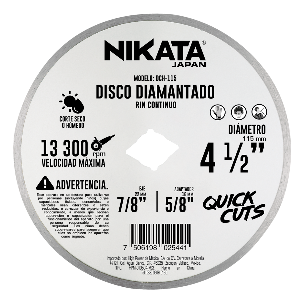 Disco Diamantado Rin Continuo 4 1/2" DCH-115 Nikata