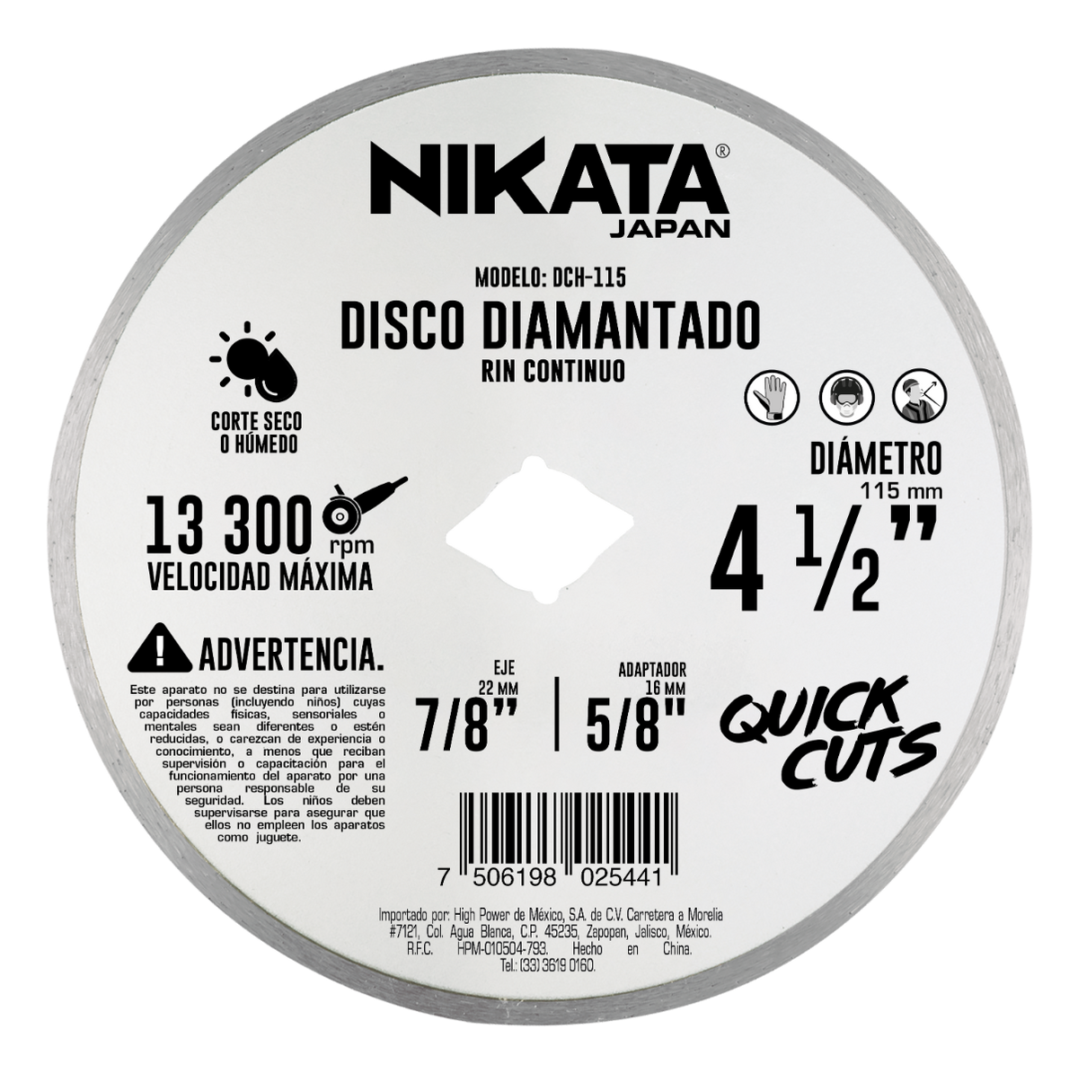 Disco Diamantado Rin Continuo 4 1/2" DCH-115 Nikata