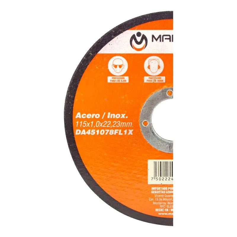 Disco de Corte Acero/Inoxidable 4-1/2" DA451078FL1X Maraga