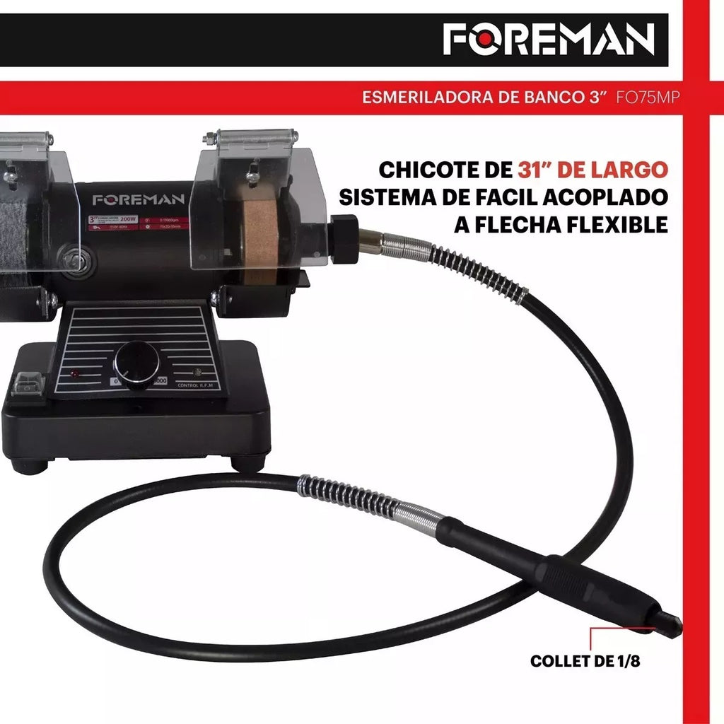 Esmeril de Banco 3” con Chicote FO75MP Foreman