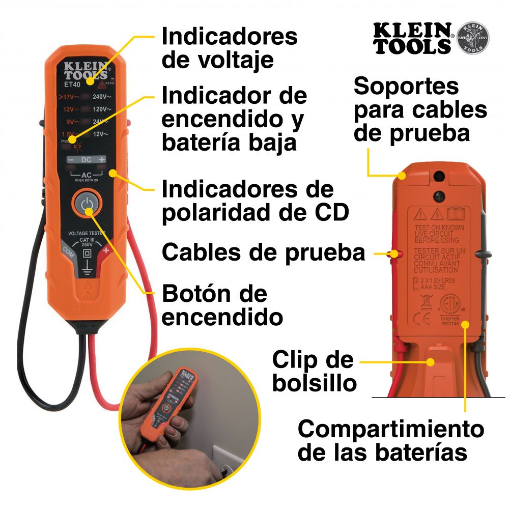 Multímetro de gancho y kit de prueba eléctrica CL120VP Klein Tools