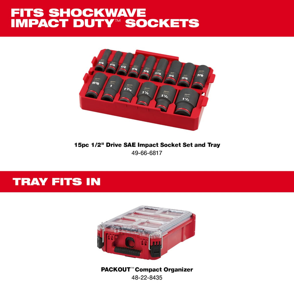 Juego Dados de Impacto SHOCKWAVE Impact Duty™ 1/2" 15 Pzs 49-66-6817 Milwaukee