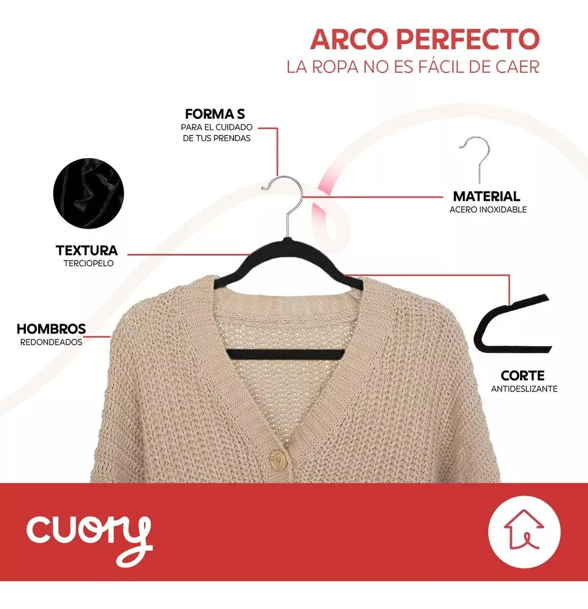 Ganchos Terciopelo 50 Pzs CUOH-GA3 Cuory