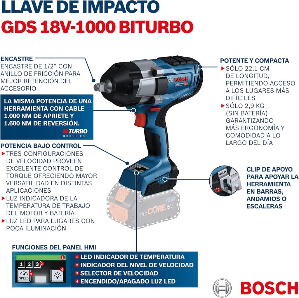 Llave de Impacto 1/2” GDS 18V-1000 Bosch