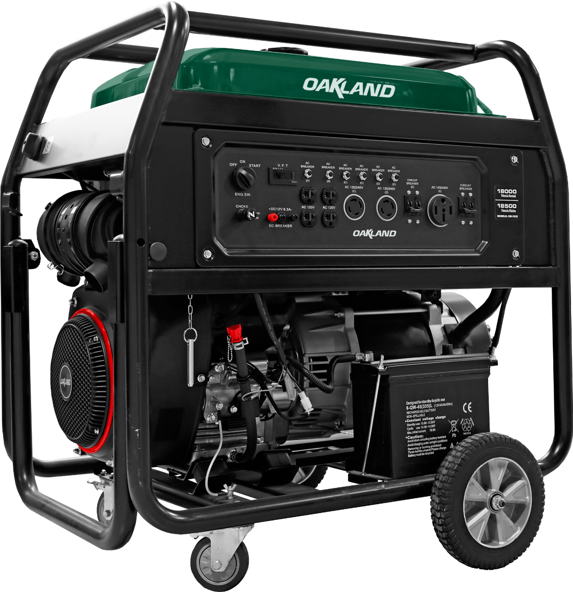 Generador trifasico a gasolina 18000W  24HP GM1818 OAKLAND