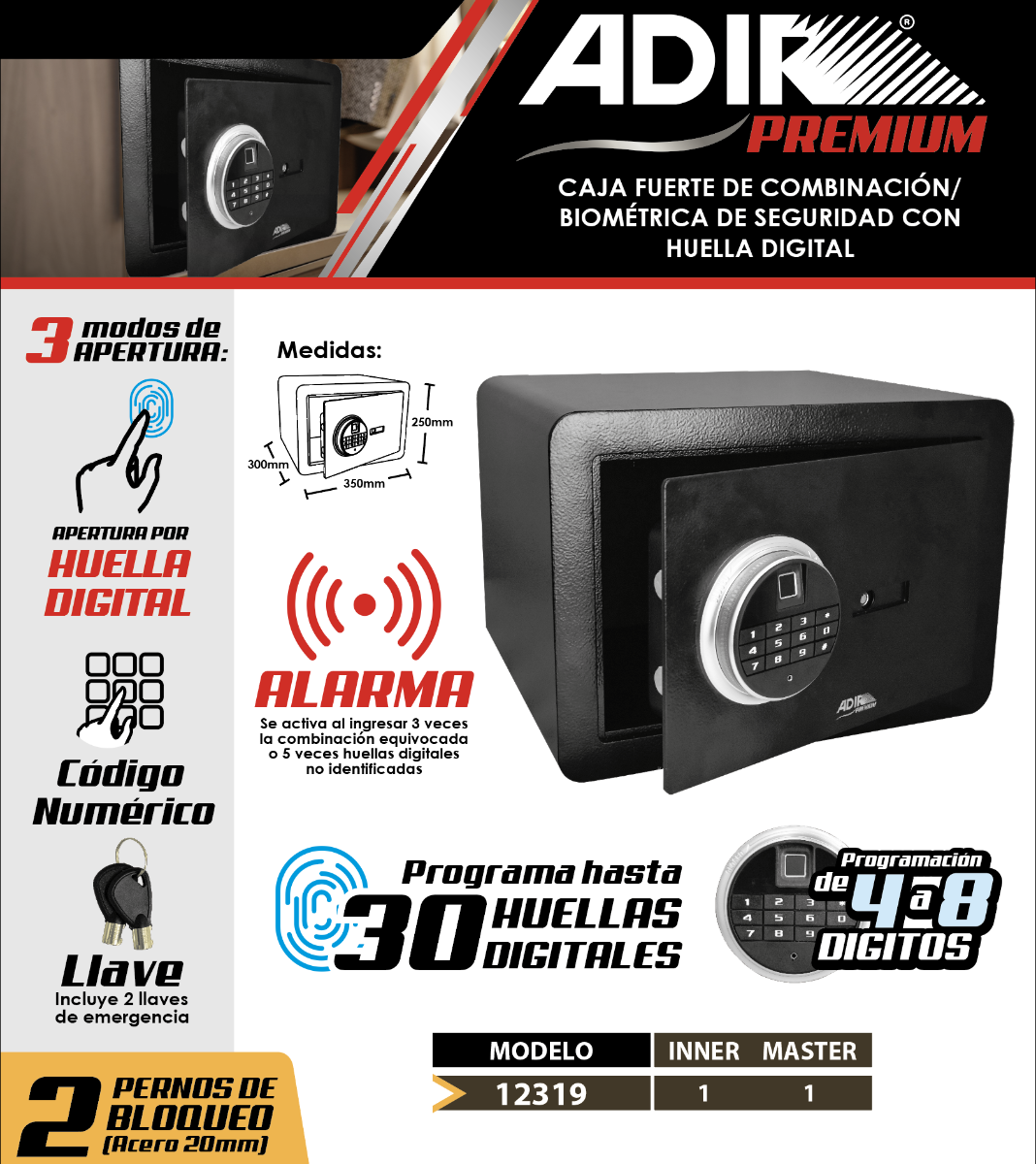 Caja Fuerte Biométrica 12319 Adir