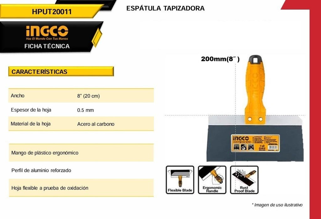 Espátula Para Yeso 8” HPUT20011 Ingco