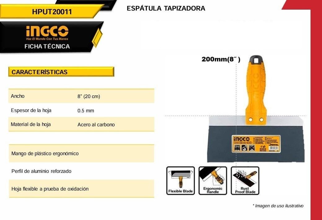 Espátula Para Yeso 8” HPUT20011 Ingco
