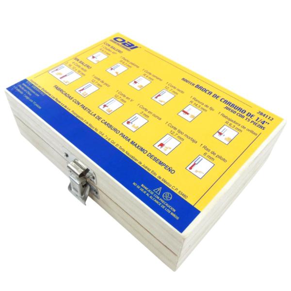Juego de brocas para Router de Carburo 15 Pz  284112 Obi
