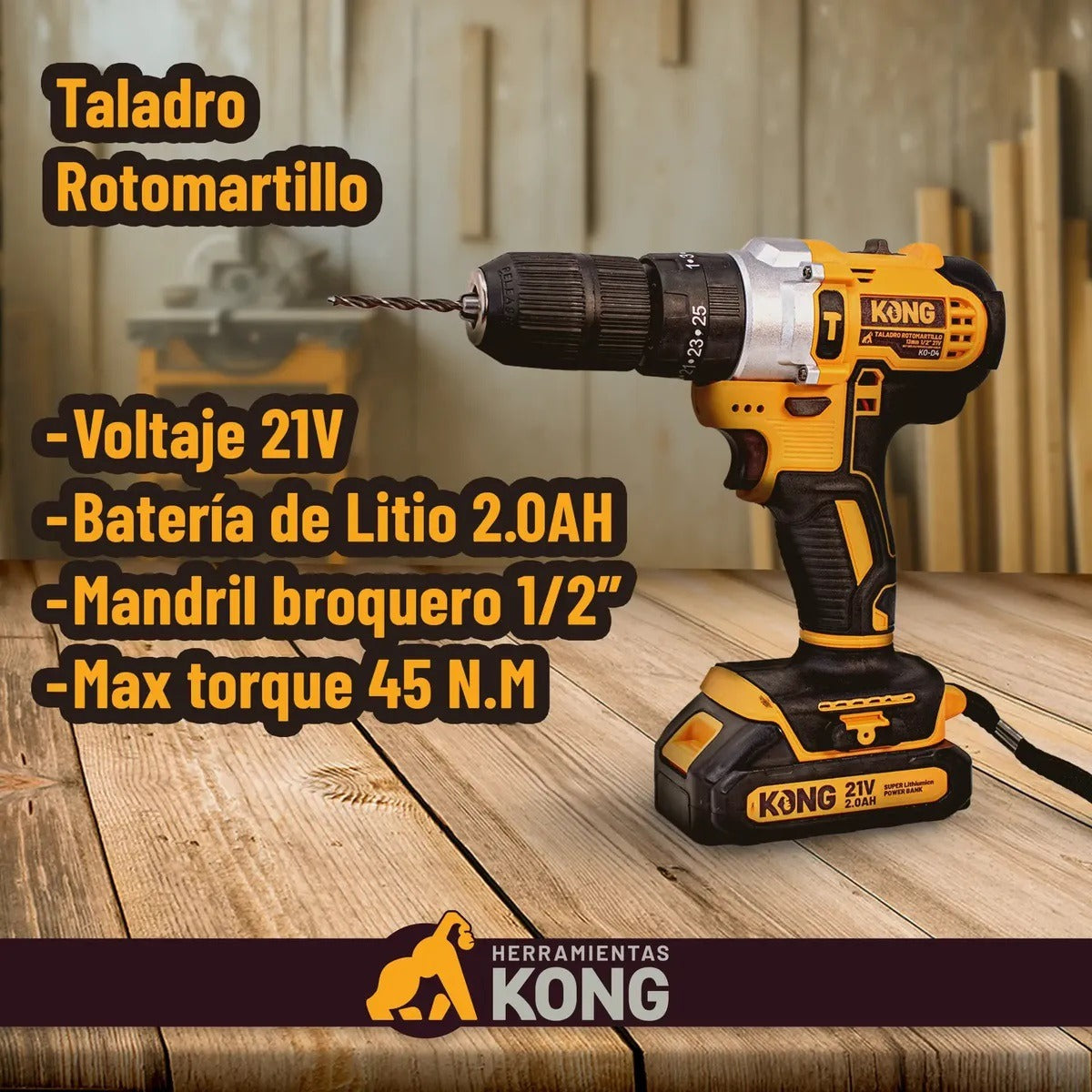 Rotomartillo 1/2” 21V KO-D4 Kong