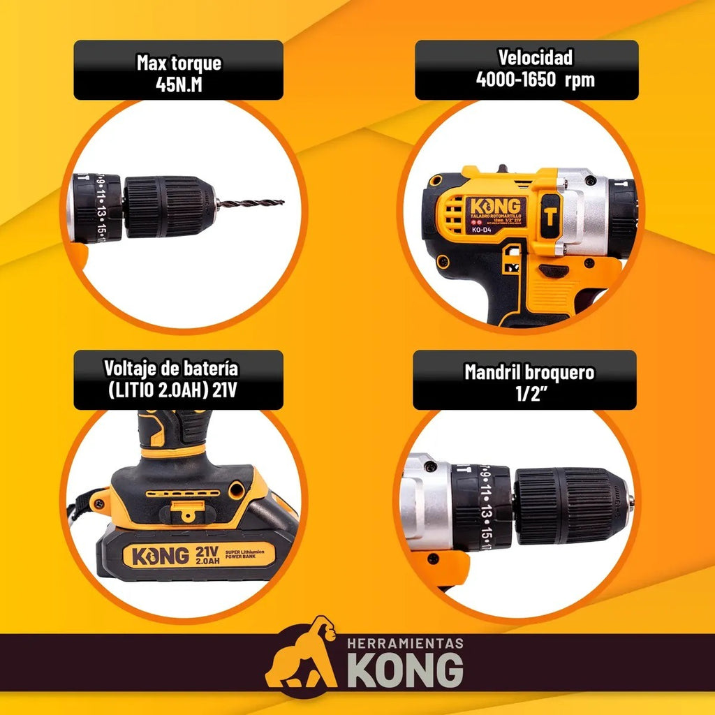 Rotomartillo 1/2” 21V KO-D4 Kong