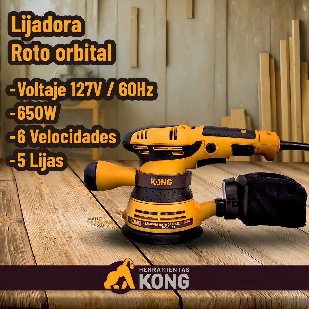 Lijadora Orbital 5" 650W KO-5041 Kong