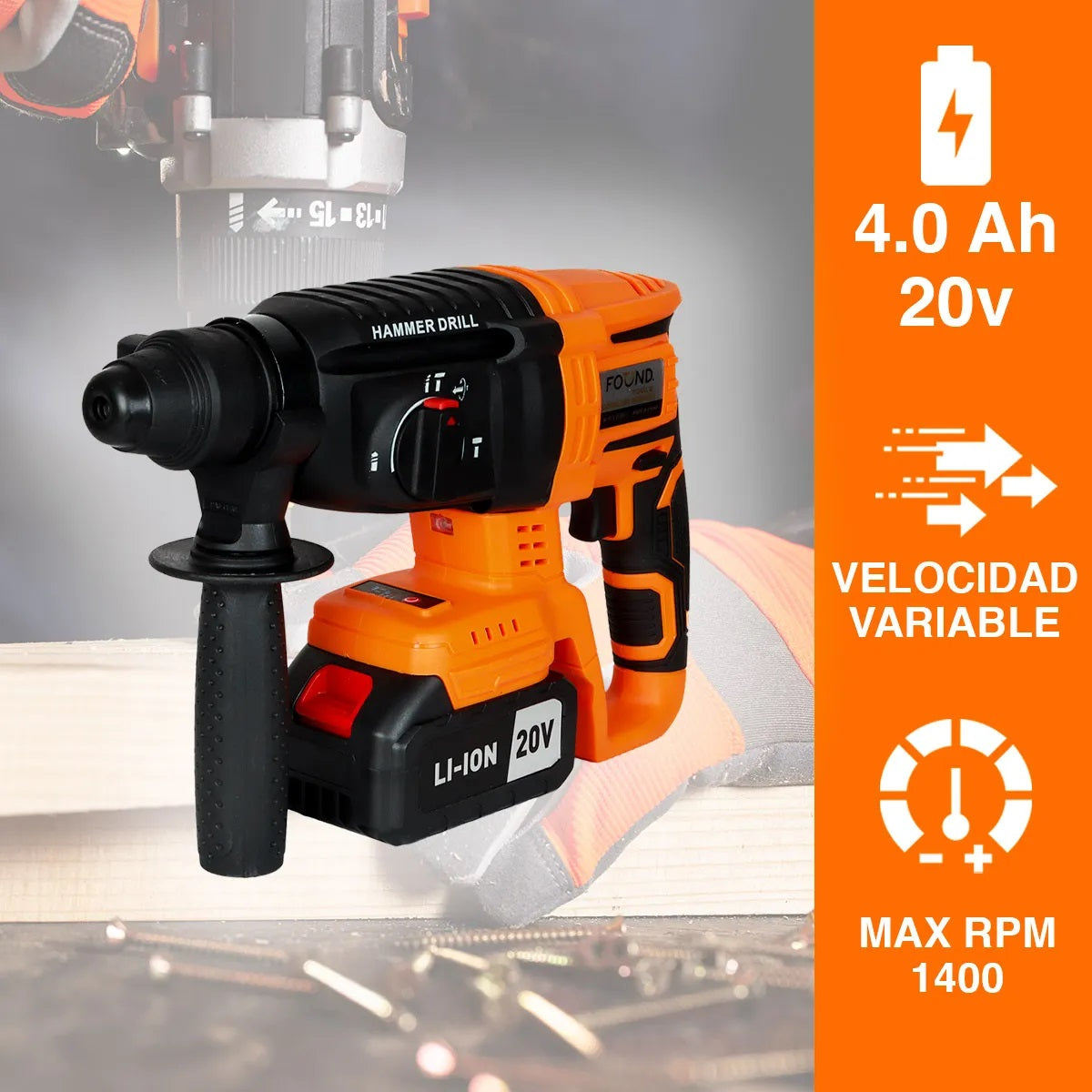 Martillo Demoledor 20V HRDM-30 Found Tools