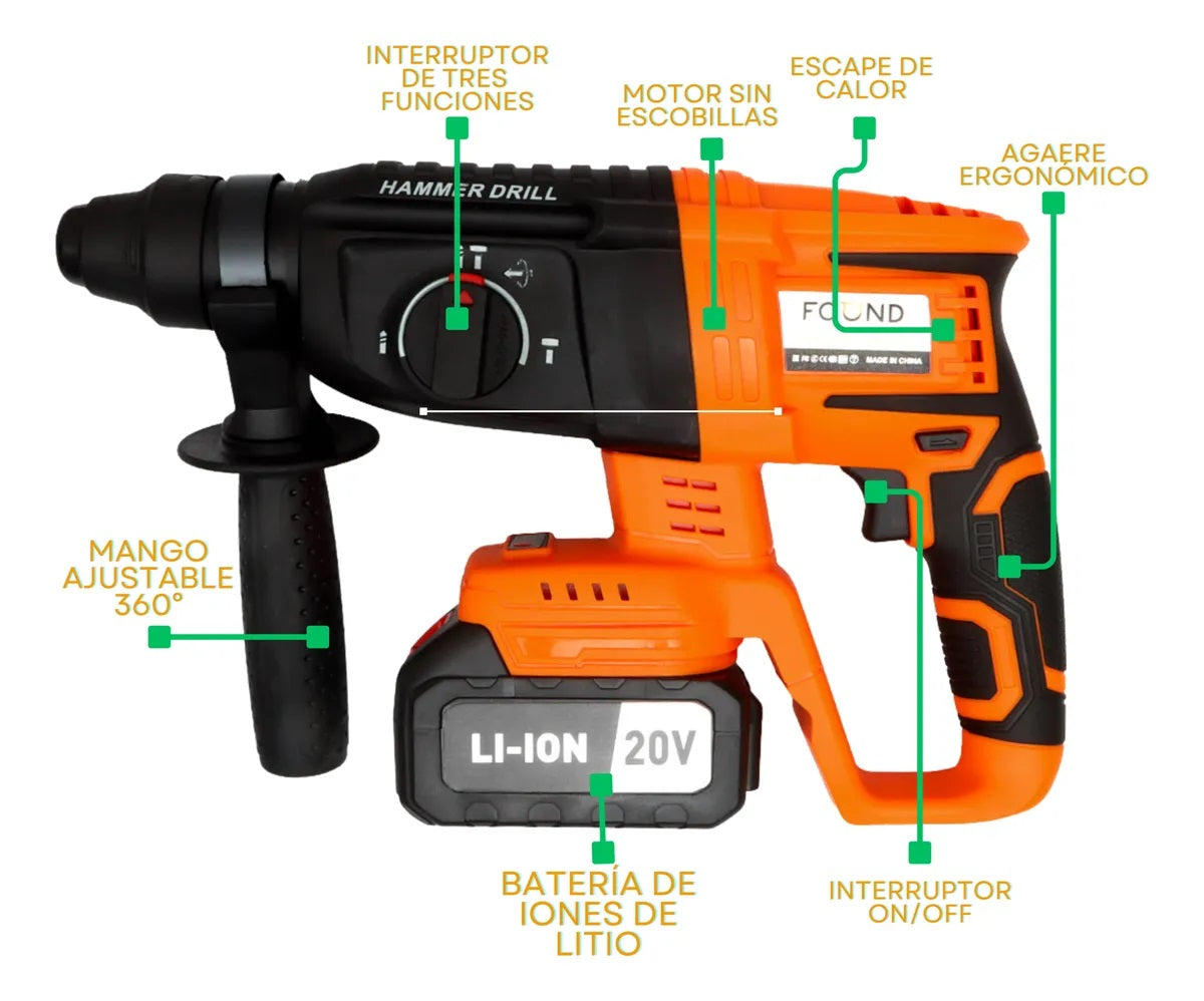 Martillo Demoledor 20V HRDM-30 Found Tools