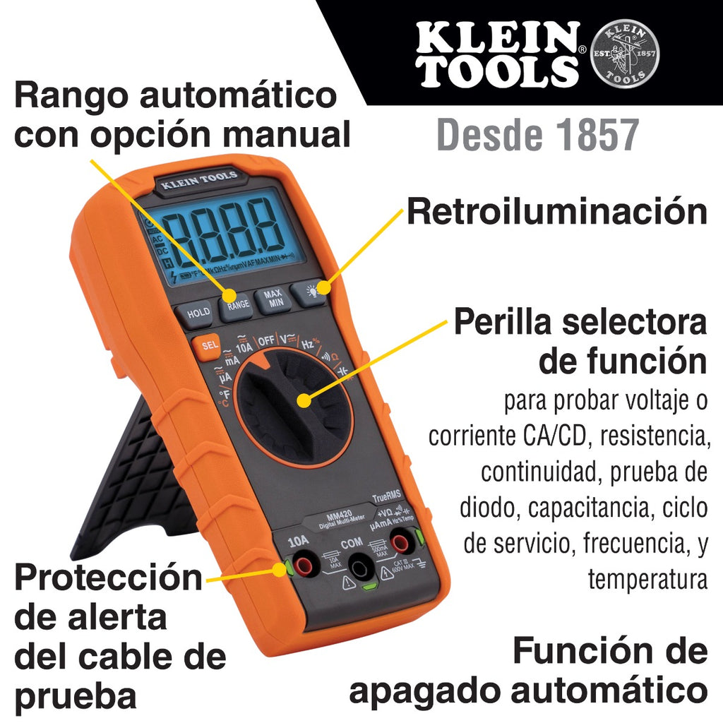 Multímetro digital de rango automático de 600 V MM420 Klein Tools
