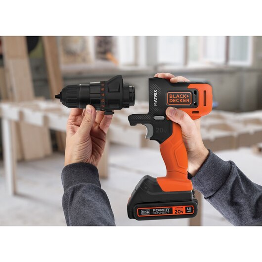 Taladro Inalámbrico 20V MAX* MATRIX™ con 6 Cabezales Intercambiables MTX20K6A Black & Decker