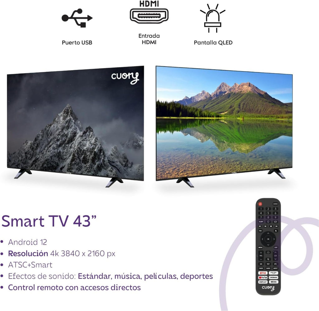 Pantalla 43" 4K QLED Android CUO43QLED Cuory
