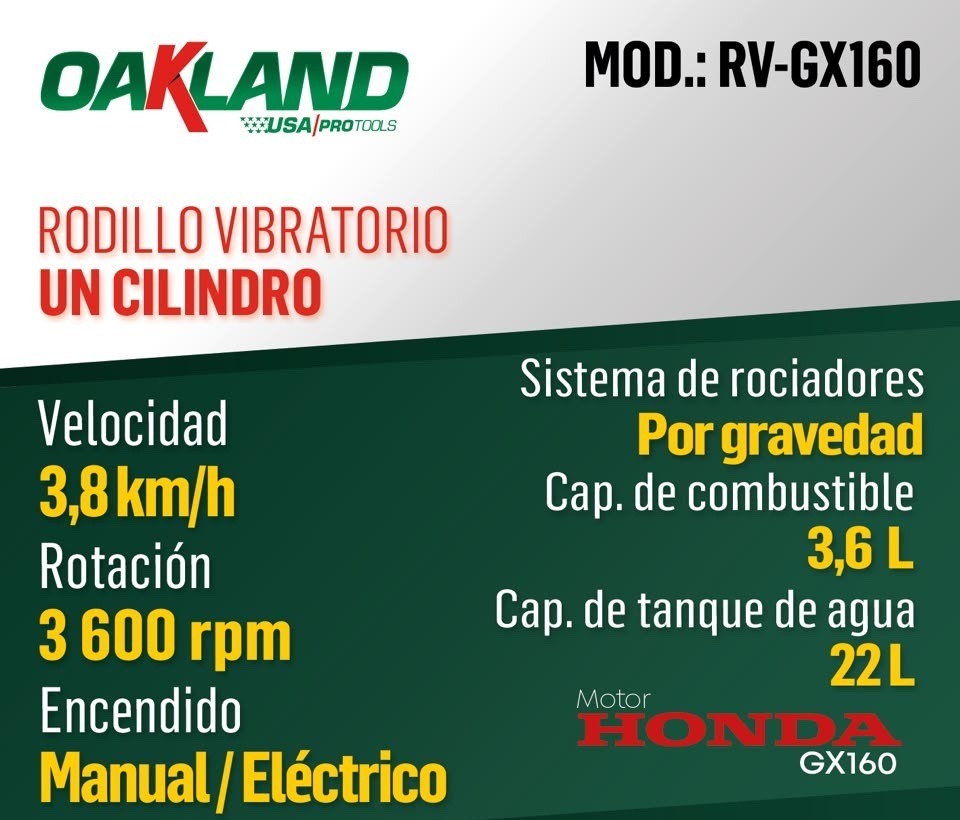Rodillo Vibrador RV-GX160 1 Cilindro  Motor Honda