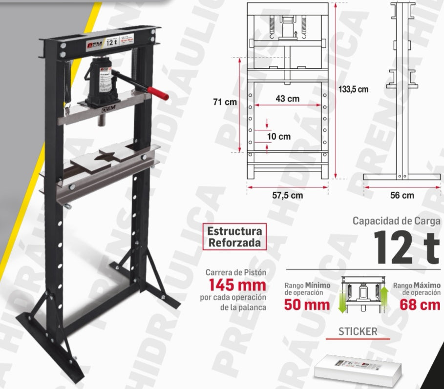 Prensa hidráulica 12 toneladas HPR12C OEM