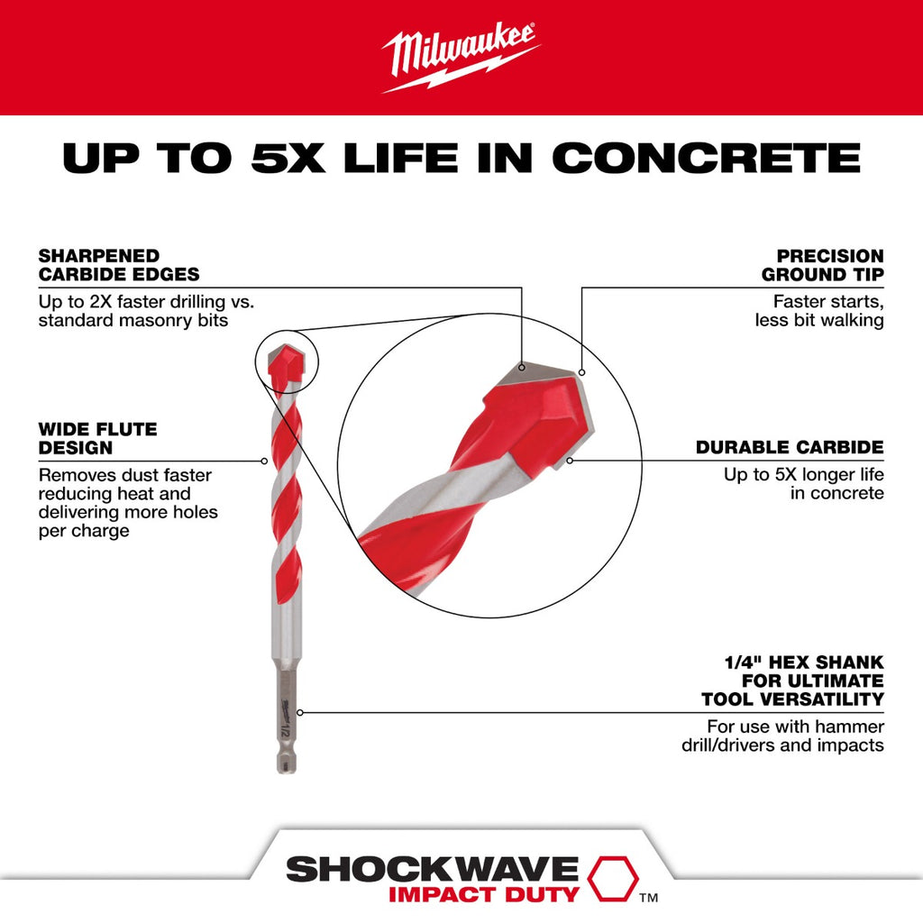 Broca de Concreto 3/16" X 6” 48-20-9006 Milwaukee