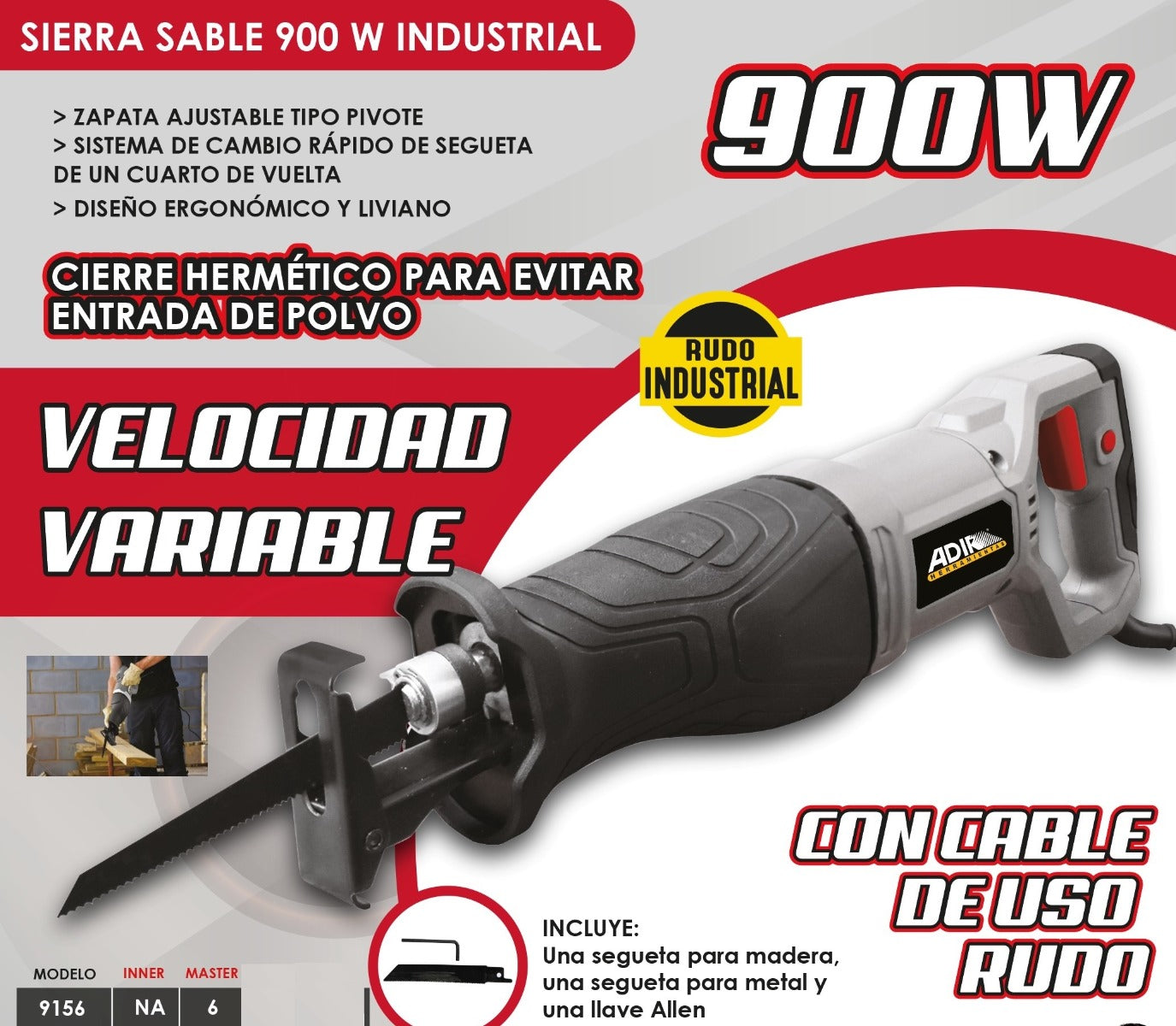 Sierra sable industrial 900W 9156 Adir