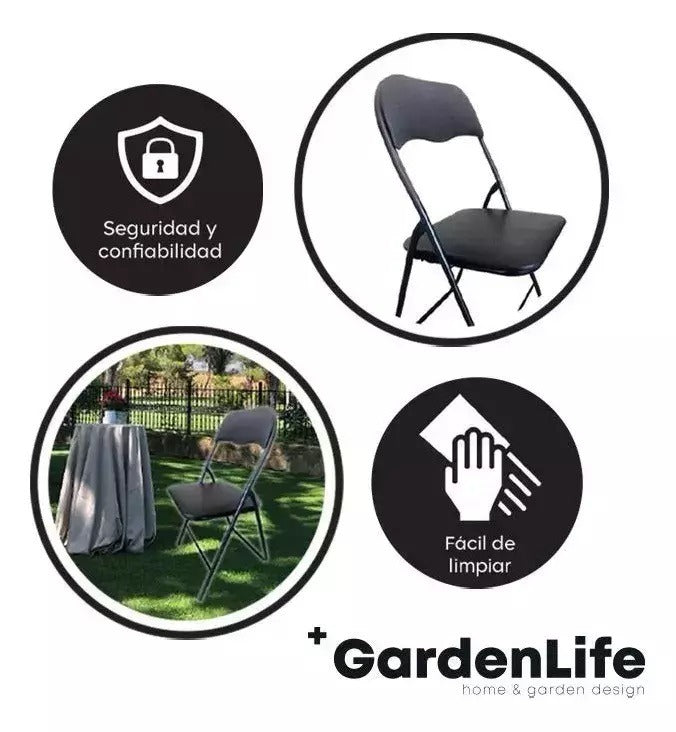 Silla Acojinada Plegable Negra GardenLife