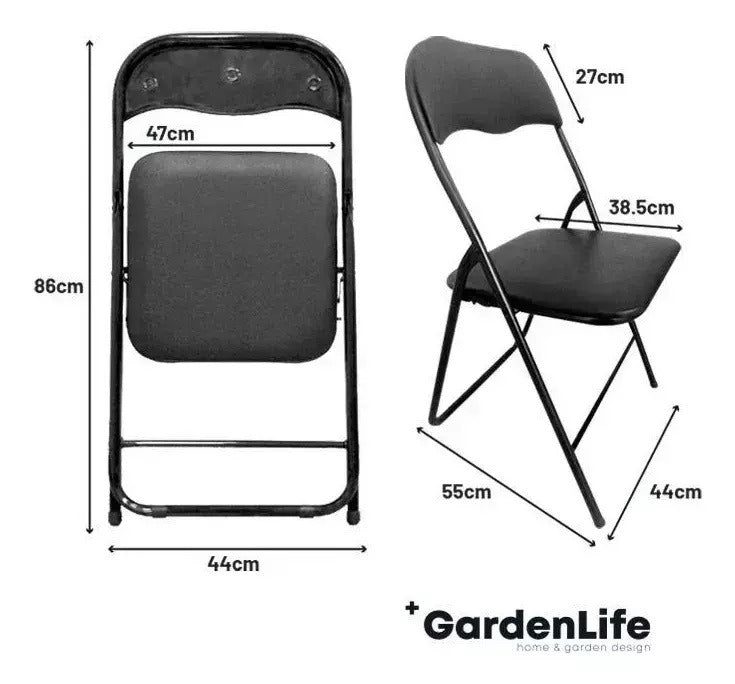 Silla Acojinada Plegable Negra GardenLife