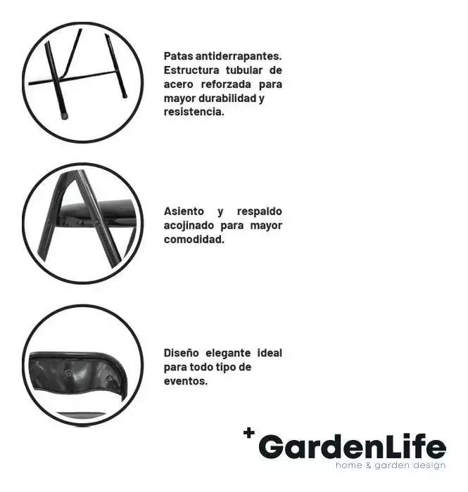 Silla Acojinada Plegable Negra GardenLife