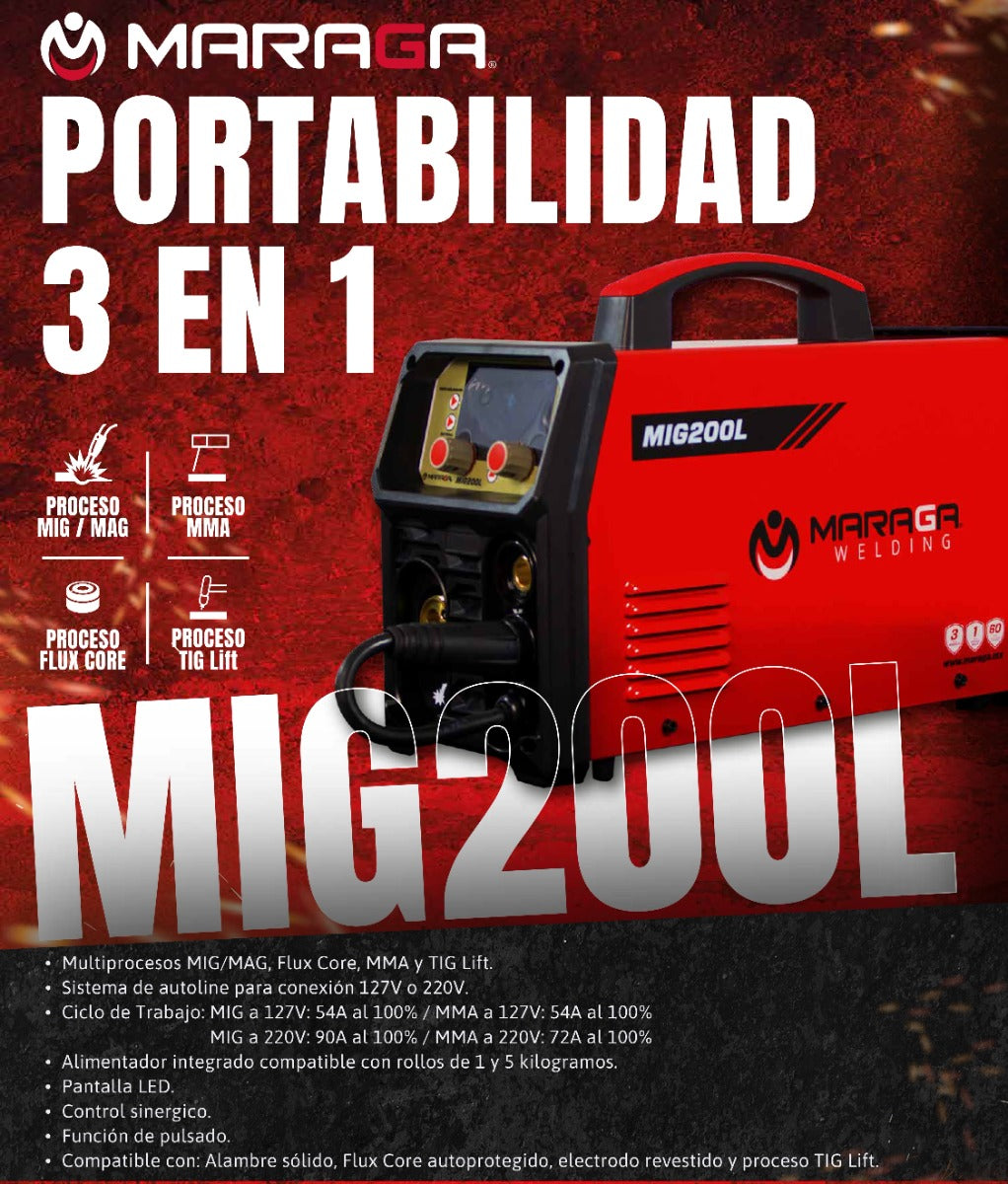 Soldadora Inversora Multiprocesos MIG200L Maraga
